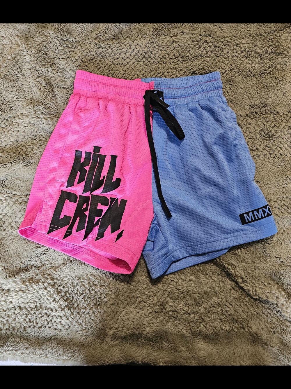 Kill Crew Two-Tone Athletic Shorts - Hot Pink & Powder Blue